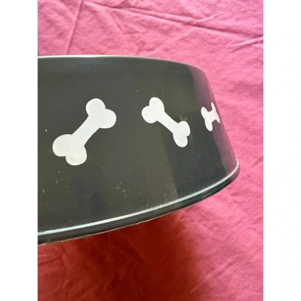 Paws N Claws Plastic Dog Bowls Set of 2 Paw Print Bone Grey 49 oz